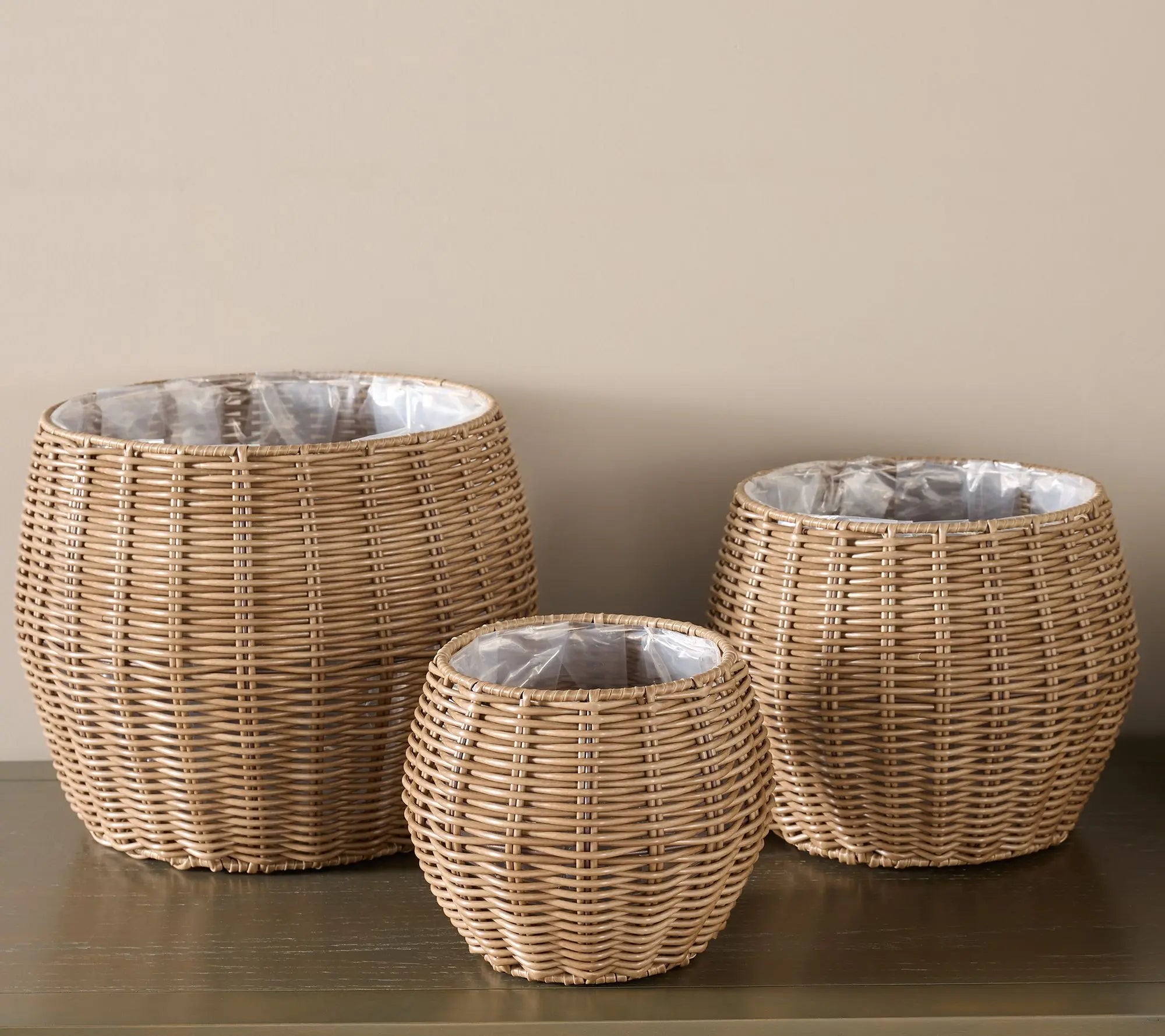 Garden Reflections Set of 3 Rattan Planters