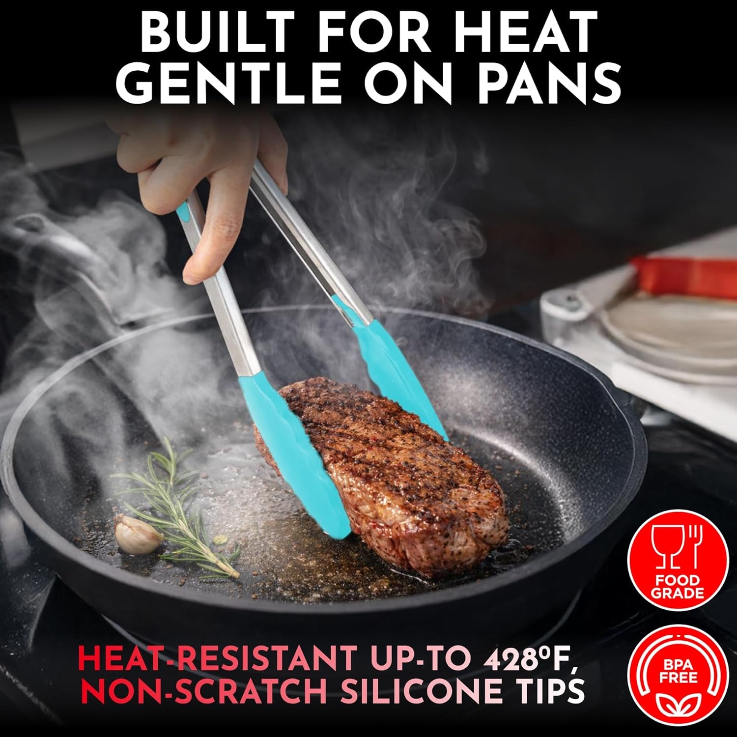 Kitchen Tongs with Silicone Tips 