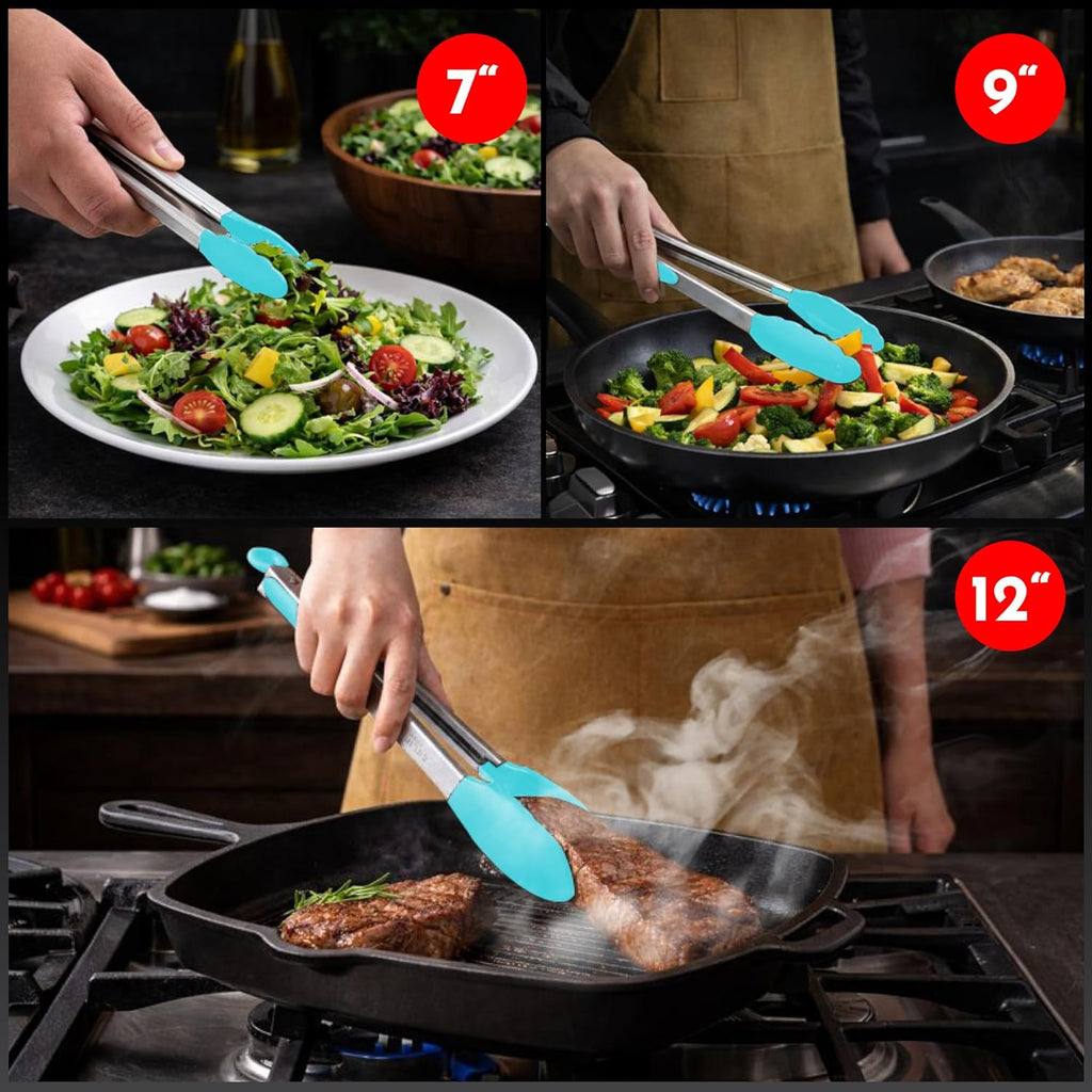 Kitchen Tongs with Silicone Tips 
