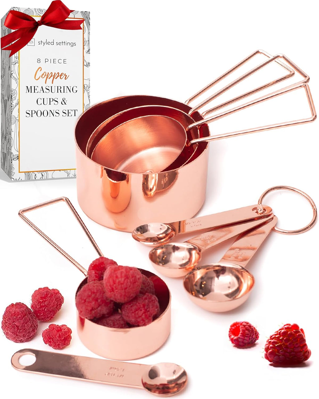 Copper Measuring Cups and Spoons Set 