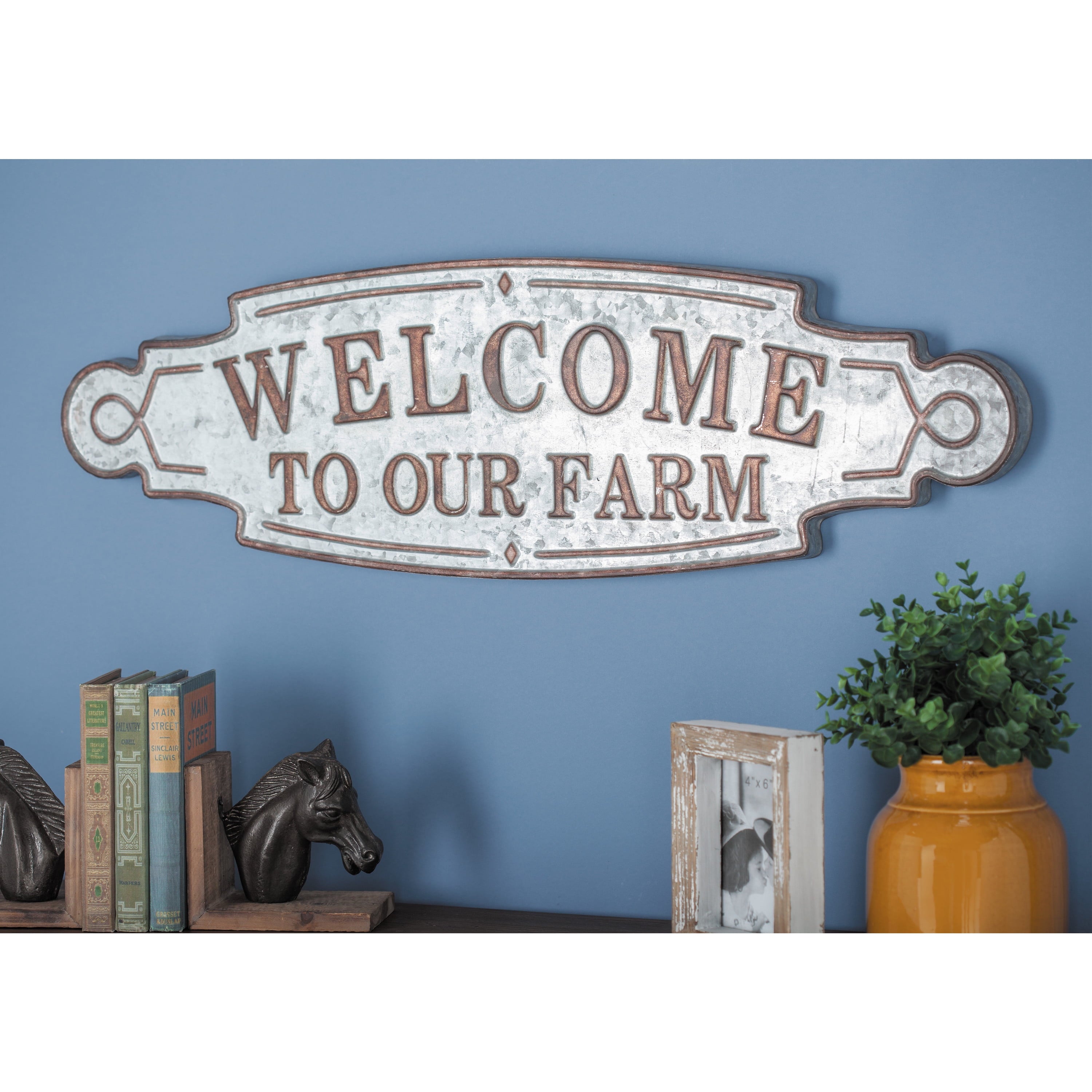 Indoor Brown Metal Farmhouse Sign Wall Decor