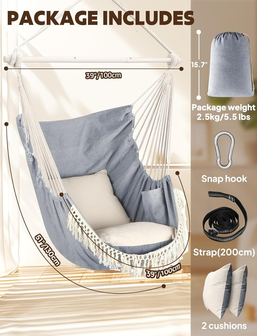 Hammock Chair Hanging Swing 