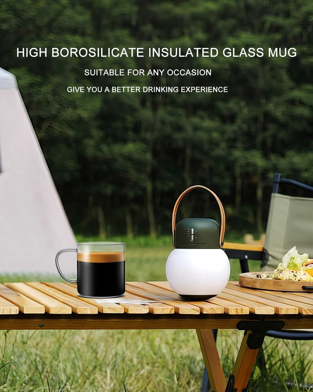 Glass Coffee Mugs Set of 4,14 Oz 