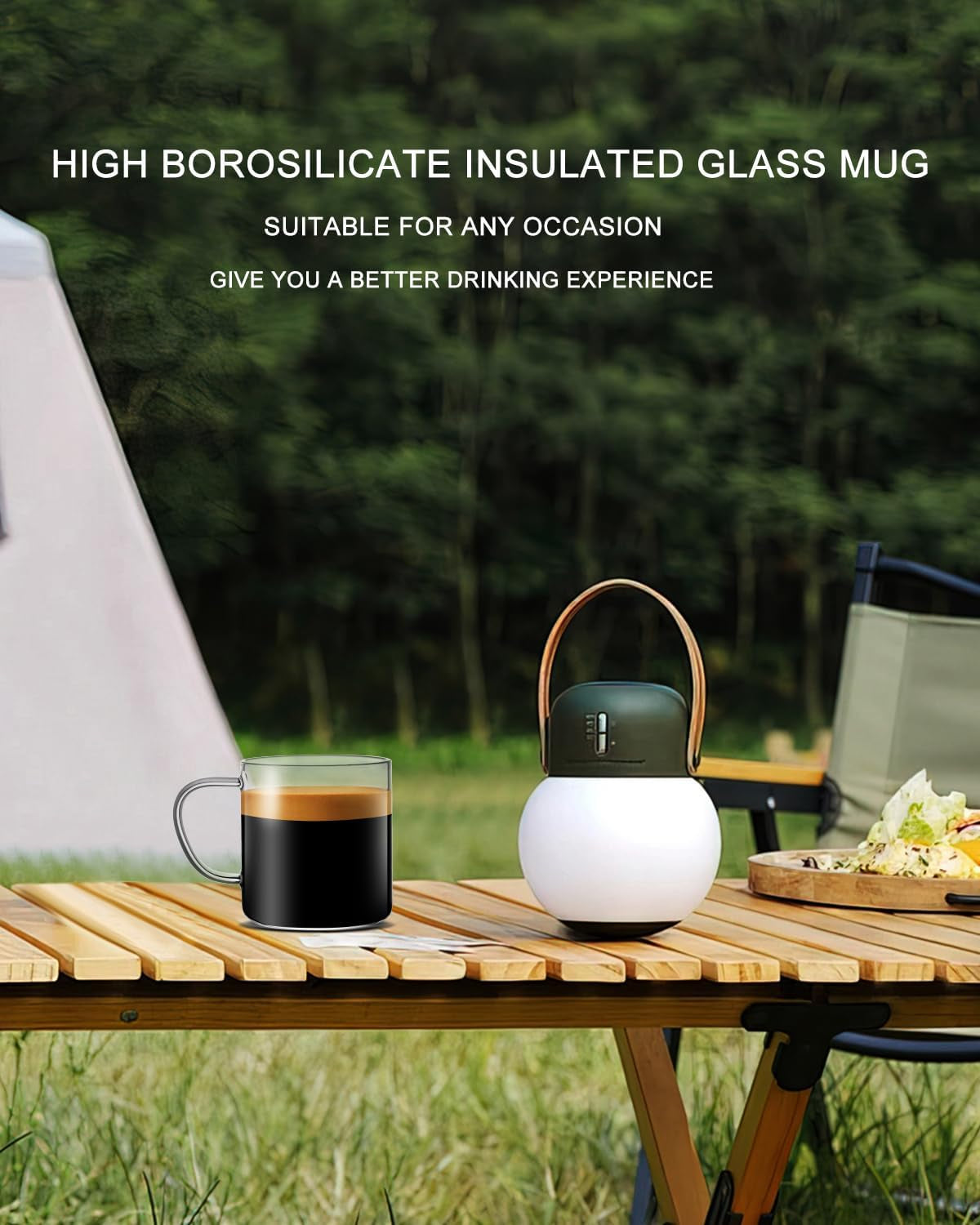 Glass Coffee Mugs Set of 4,14 Oz 