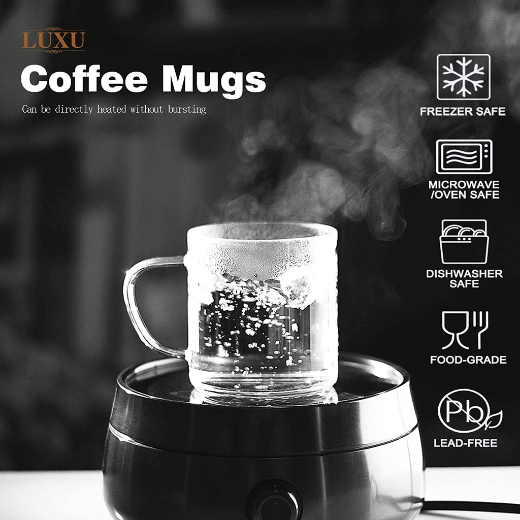 Glass Coffee Mugs Set of 4,14 Oz 