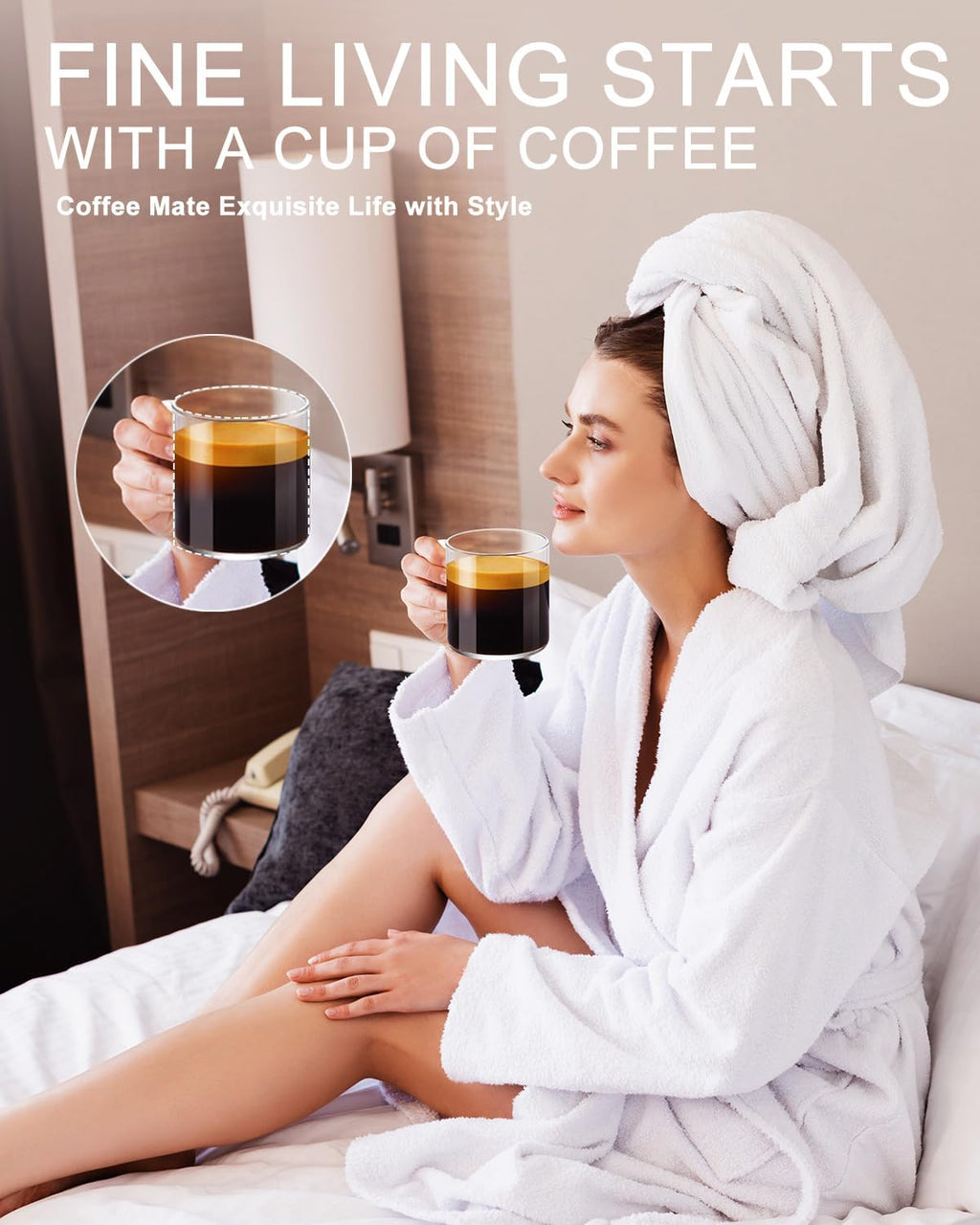 Glass Coffee Mugs Set of 4,14 Oz 