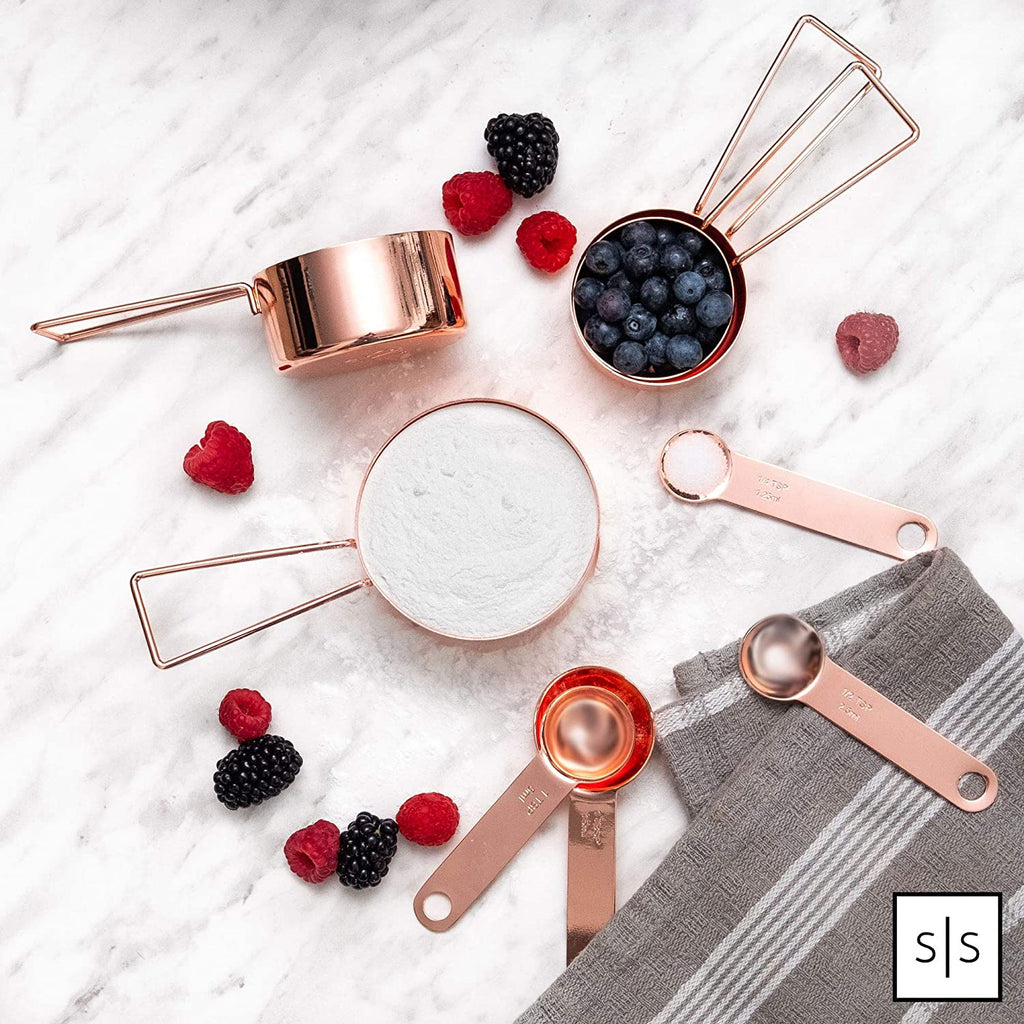 Copper Measuring Cups and Spoons Set 