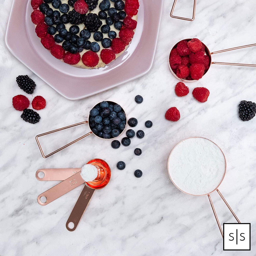 Copper Measuring Cups and Spoons Set 