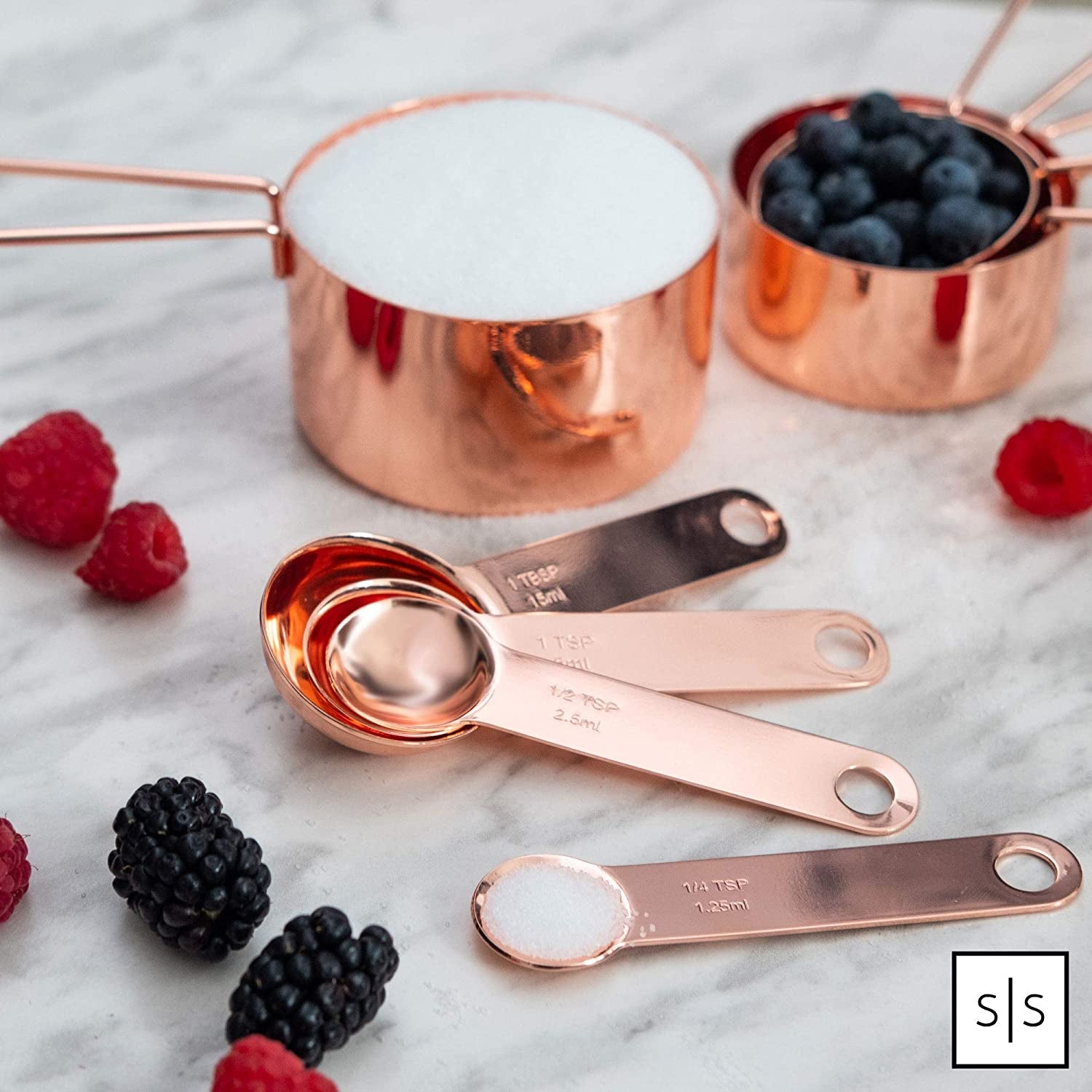 Copper Measuring Cups and Spoons Set 